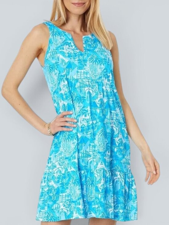 Lilly Pulitzer Dresses & Skirts - Lilly Pulitzer Lindy Dress Amalfi Blue Sunny State Of Mind XL New